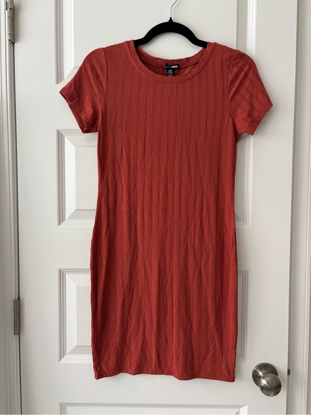 Fashion Nova Rust Ribbed Bodycon Mini Dress L